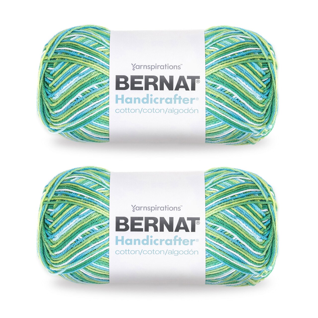 Bernat Handicrafter Cotton Big Ball Emerald Energy Yarn - 2 Pack of 340g/12oz - Cotton - 4 Medium (Worsted) - 608 Yards - Knitting/Crochet